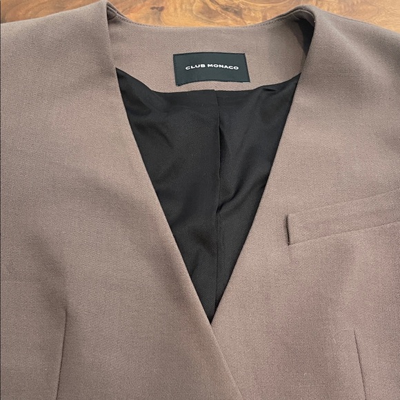 Club Monaco Taupe Double-Breasted Blazer Jacket business casual sz 6 - Picture 3 of 11